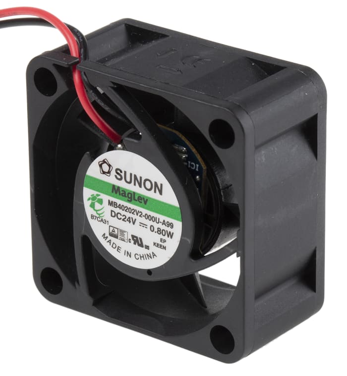 Sunon MB Series Axial Fan, 24 V dc, DC Operation, 7.7cfm, 800mW, 33mA Max, 40 x 40 x 20mm