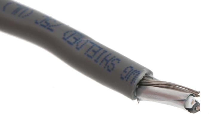 Alpha Wire Alpha Essentials Communication & Control Control Cable, 2 Cores, 0.35 mm², Screened, 30m, Grey PVC Sheath,