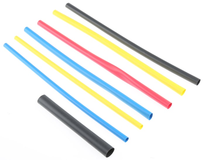 TE Connectivity Heat Shrink Tubing, Black 2.4mm Sleeve Dia. x Set Length 2:1 Ratio, RNF-100 Series