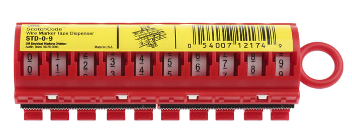 3M ScotchCode™ Adhesive Cable Marker Kit, White, Pre-printed "0 → 9", STD-0-9