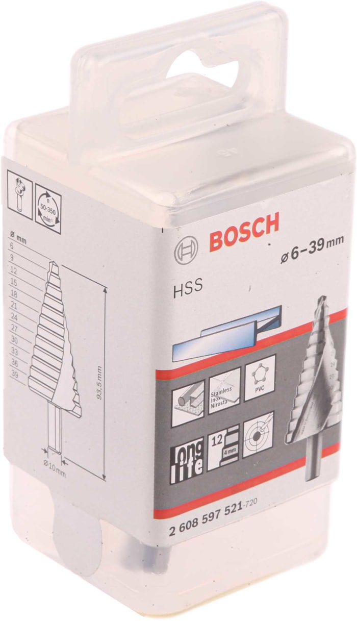2608597521 Bosch Bosch HSS Step Drill Bit 6mm x 39mm 113 8669 RS Components