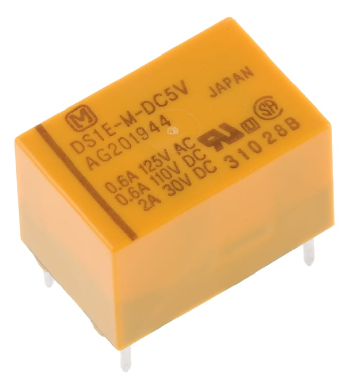 Panasonic Surface Mount Signal Relay, 5V dc Coil, 3A Switching Current, DPDT