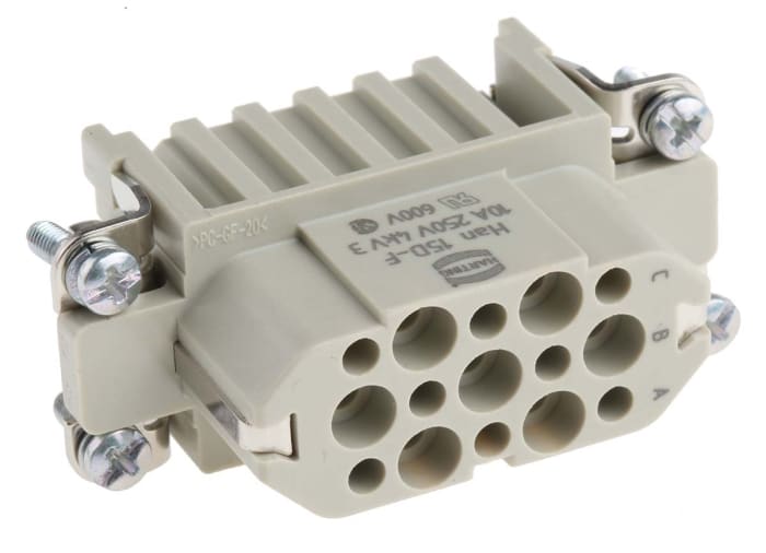 HARTING Heavy Duty Power Connector Insert, 10A, Female, Han D Series, 15 Contacts