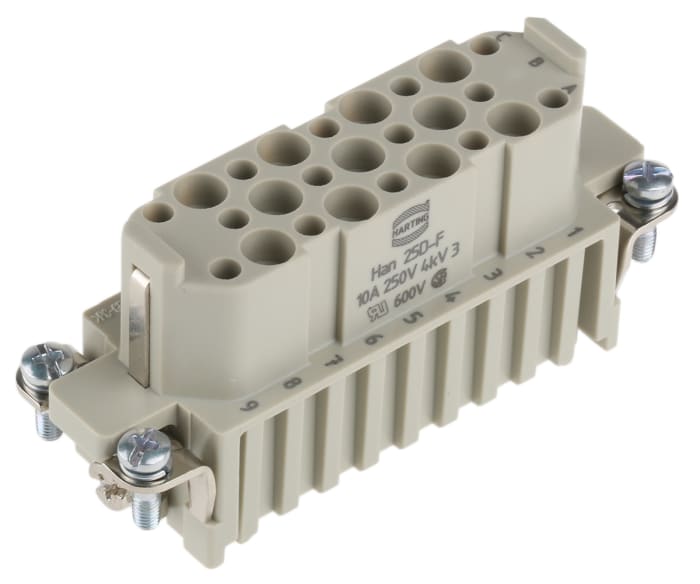 HARTING Heavy Duty Power Connector Insert, 10A, Female, Han D Series, 25 Contacts