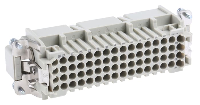 Conector de alimentación Macho Recto Harting Han D 64 pines 4 filas, 10A, 250 V, tamaño 24 B