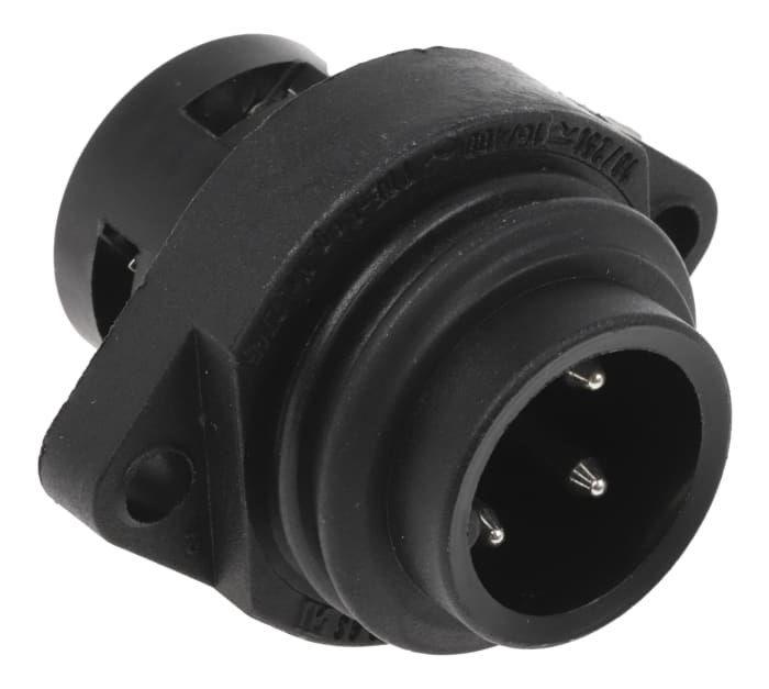 Conector circular Hirschmann macho serie CA de 3 + PE vías macho, Montaje de Reborde, IP67