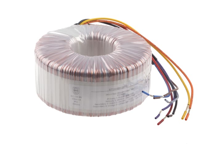 Transformateur torique RS PRO 2 sorties, 2 x 115V c.a. → 2 x 24V c.a., 250VA