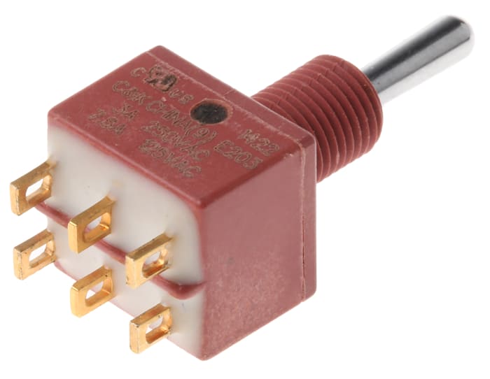 Přepínač IP57 DPDT Zap-vyp-zap ovládání 7,5 A při 28 V DC