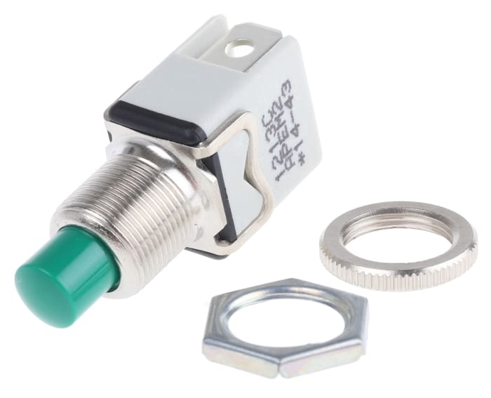 APEM Push Button Switch, Momentary, Panel Mount, 12.2mm Cutout, SPST, 250V ac