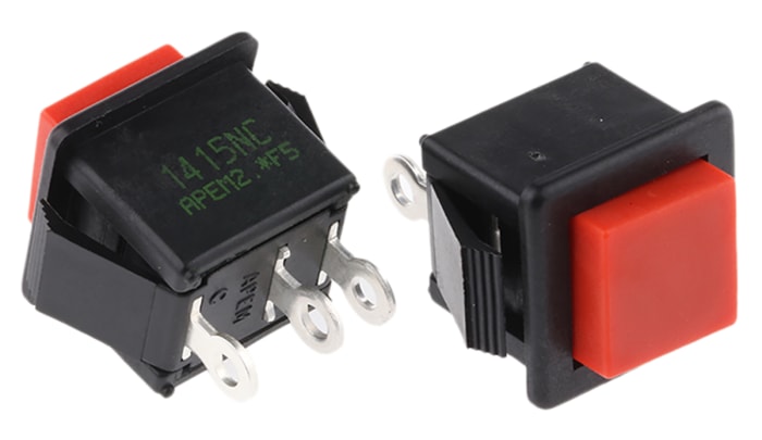 APEM 1400N Series Push Button Switch, Momentary, Panel Mount, SPDT, 250V ac