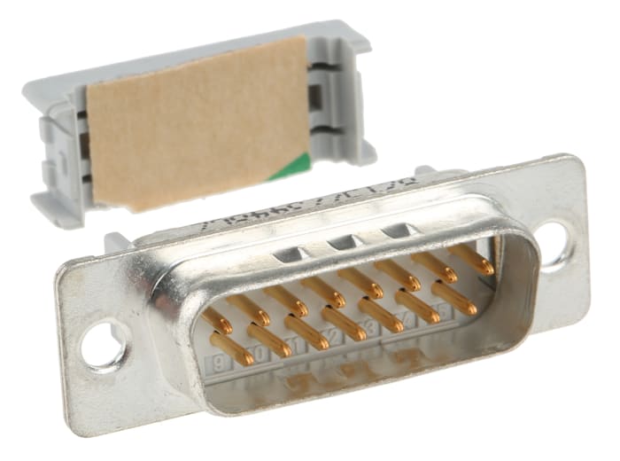 3M 8200 15 Way Right Angle Cable Mount D-sub Connector Plug, 2.76mm Pitch