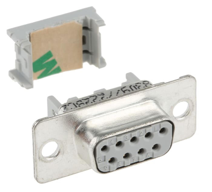 3M 8300 9 Way Right Angle Cable Mount D-sub Connector Socket, 2.74mm Pitch