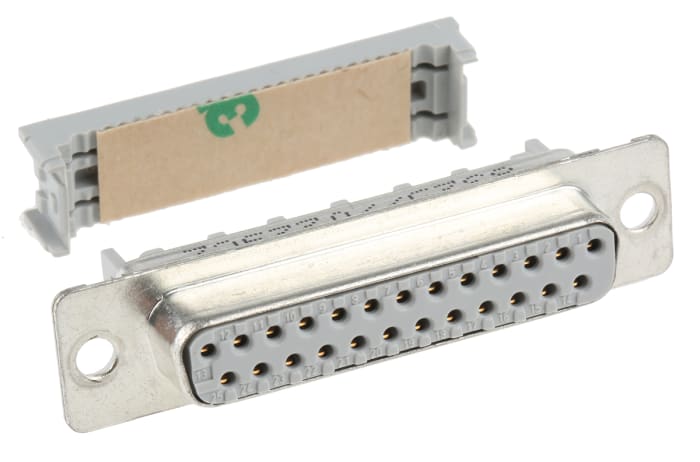 3M 8300 25 Way Right Angle Cable Mount D-sub Connector Socket, 2.74mm Pitch