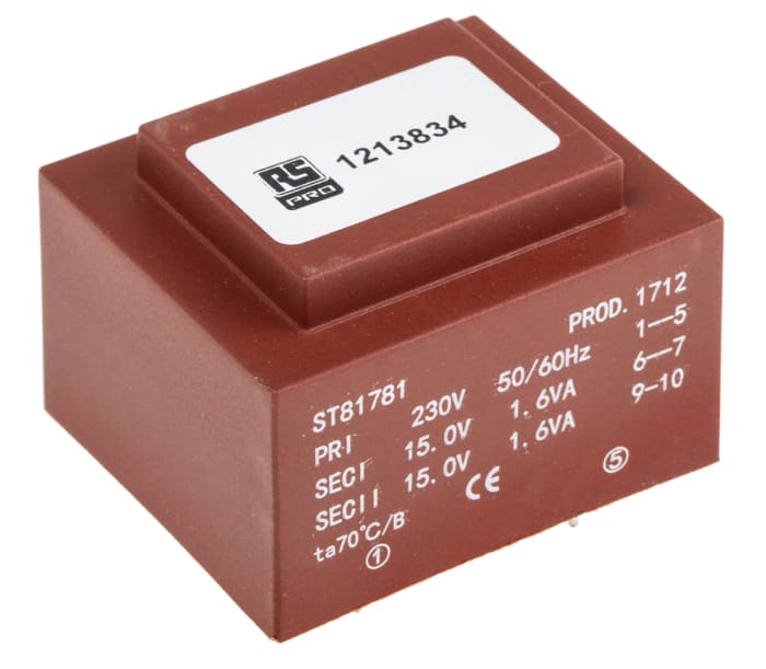 Rs Pro Rs Pro 2 X 15v Ac 2 Output Pcb Mount Pcb Transformer 32va