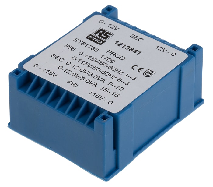 Transformateur pour circuit imprimé RS PRO, 2 x 12V c.a., 115 → 230V c.a., 6VA, 2 sorties