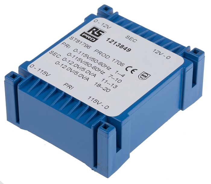 RS PRO 2 x 12V ac 2 Output PCB Mount PCB Transformer, 10VA