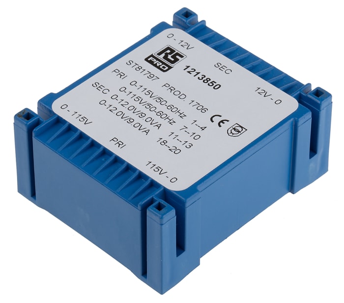 RS PRO 2 x 12V ac 2 Output PCB Mount PCB Transformer, 18VA