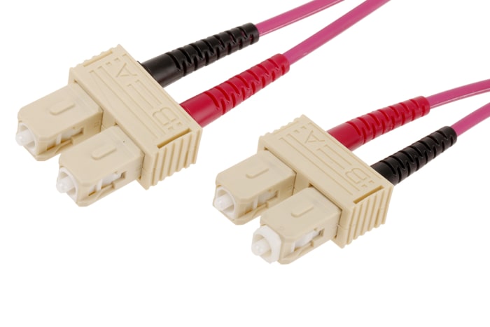 RS PRO SC to SC Duplex Multi Mode OM4 Fibre Optic Cable, 900μm, Violet, 2m