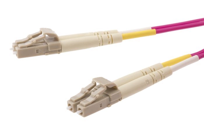 RS PRO OM4 Multimode Fibre Optic Cable, 900 μm Low Smoke Zero Halogen, Violet, Aqua, 1 m