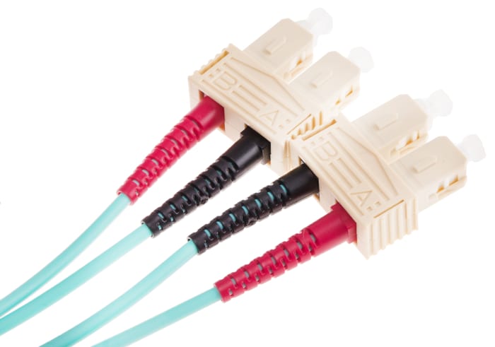 RS PRO SC to SC Duplex Multi Mode OM4 Fibre Optic Cable, 900μm, Blue, 1m