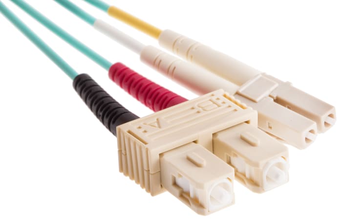 RS PRO OM4 Multimode Fibre Optic Cable, 900 μm Low Smoke Zero Halogen, Blue, 2 m