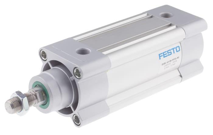 Festo Pneumatic Piston Rod Cylinder - 1383635 63 mm Bore, 80 mm DSBC Series, Double Acting Acting