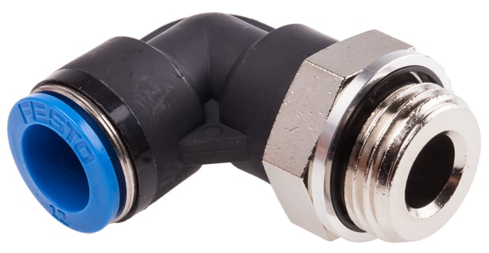 Festo QS Series Elbow Threaded Adaptor, G 1/2 Male to Push In 12 mm, Threaded-to-Tube Connection Style, 186125