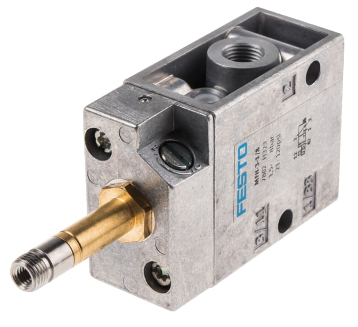 Festo 3/2 Pneumatic Solenoid Valve - Solenoid/Spring G 1/8 MFH Series 12 → 48V dc, 24 → 240V ac, 7802