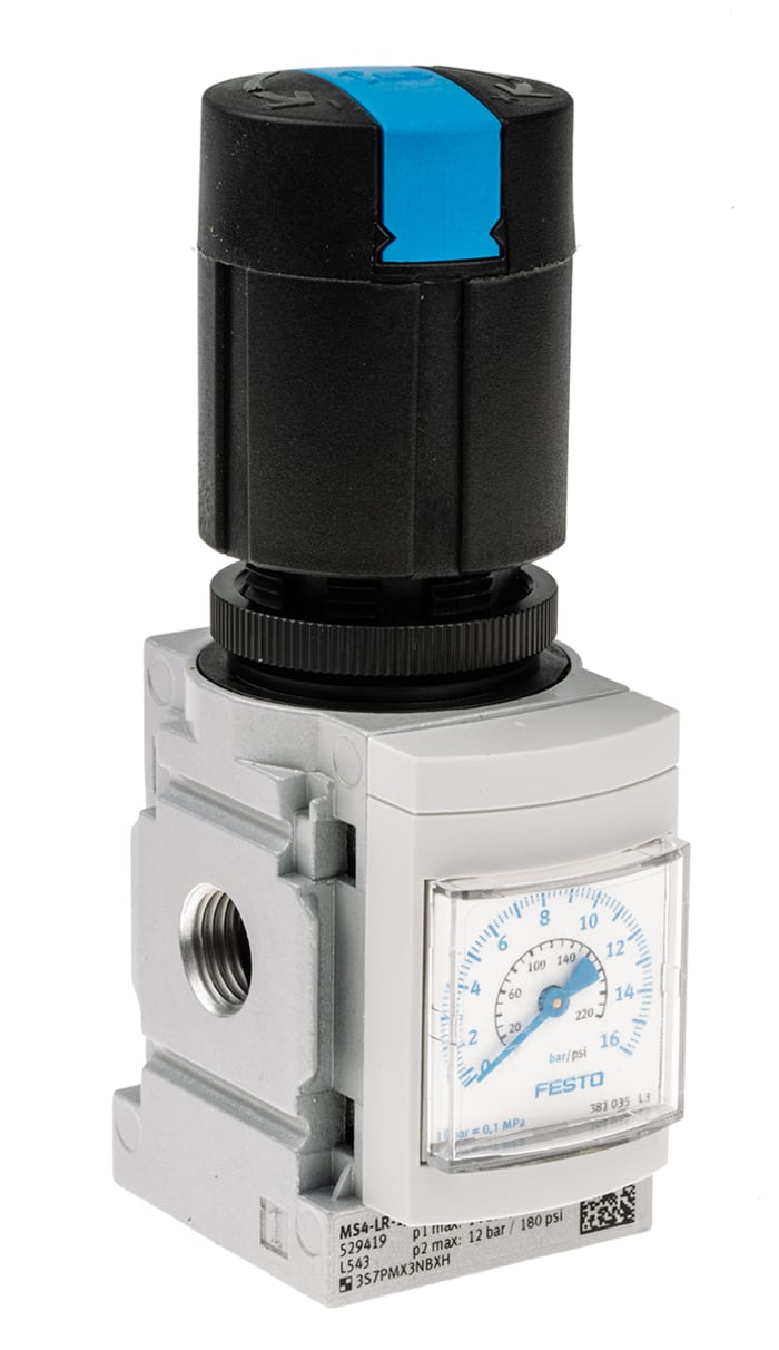 Festo G 1/4 Pneumatic Regulator - 0.5bar to 12bar, 1/4in, 14bar max. input, 529419