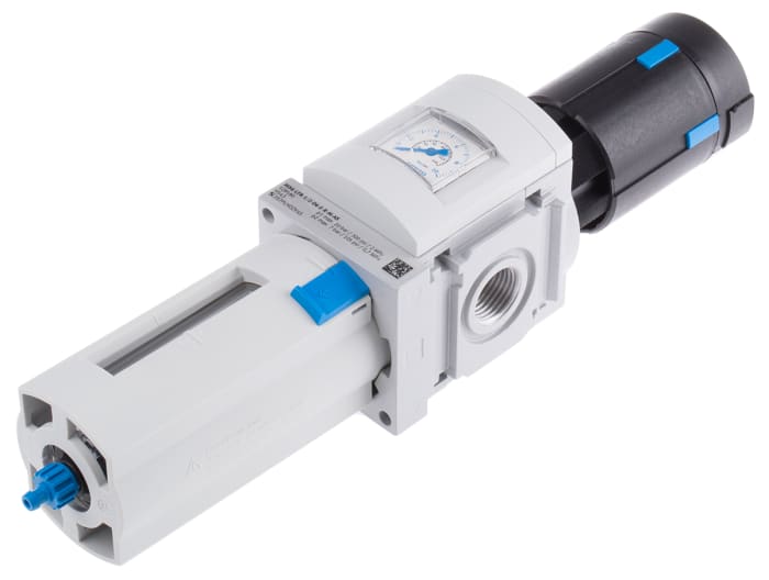 Filtro regulador Festo serie MS6-LFR, G 1/2, grado de filtración 40μm, presión máxima 20bar, con purga manual