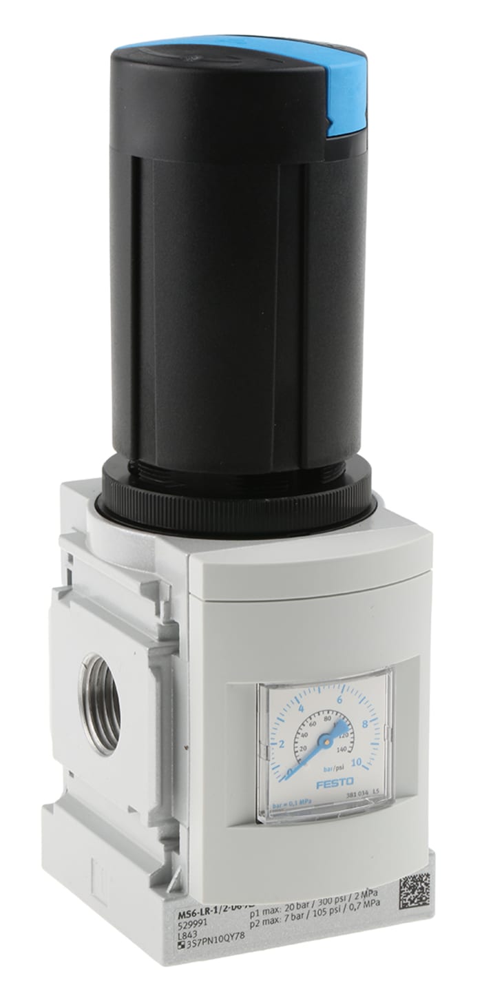 Festo G 1/2 Pneumatic Regulator - 0.3bar to 7bar, 1/2in, 14bar max. input, 529991