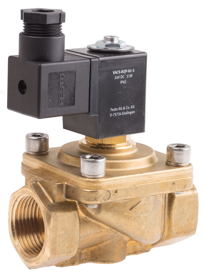 Festo 2/2 Solenoid Valve - Solenoid/Pilot G 1 VZWF Series 24V dc, 1492114