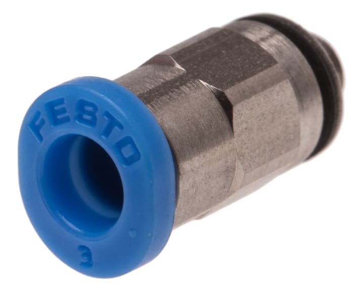 Festo QS Series Straight Threaded Adaptor, M3 Male to Push In 3 mm, Threaded-to-Tube Connection Style, 153301