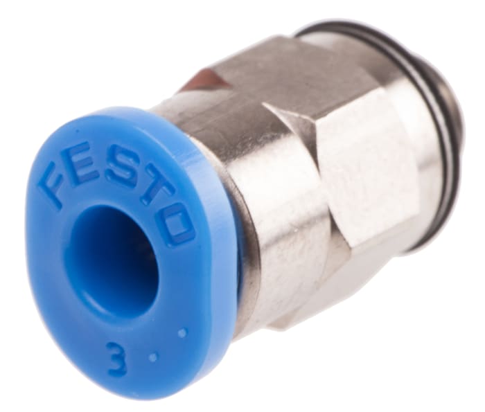 Festo QS Series Straight Threaded Adaptor, M5 Male to Push In 3 mm, Threaded-to-Tube Connection Style, 153302