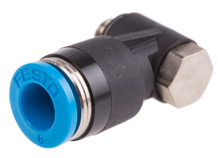 Adaptateur fileté coudé Festo QS vers Enfichable 6 mm Mâle M5 1 x Mâle M5, entrée 1 x