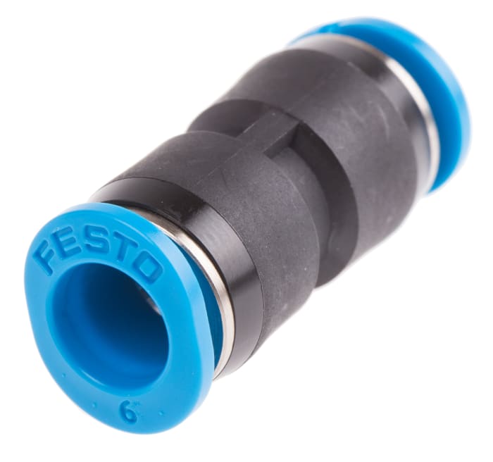 Festo QSM Series Straight Tube-to-Tube Adaptor, Push In 6 mm to Push In 6 mm, Tube-to-Tube Connection Style, 153325