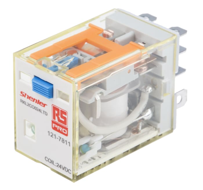 RS PRO Plug In Power Relay, 24V dc Coil, 10A Switching Current, DPDT