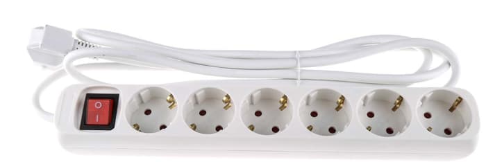 RS PRO 2m 6 Socket Type F - German Schuko Extension Lead, 230 V ac