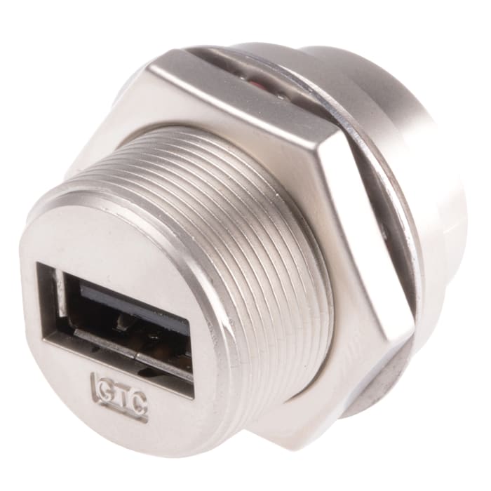 RS PRO Straight, Panel Mount, Socket- Single Port Type A 2.0 USB Connector