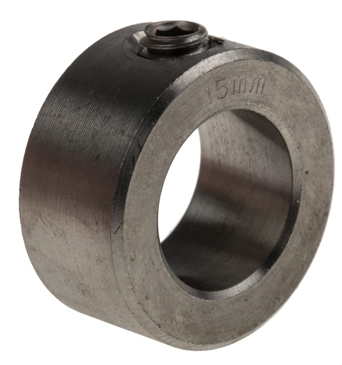 RS PRO Shaft Collar, One Piece, Set Screw, Bore 15mm, OD 25mm, W 12mm, Stainless Steel