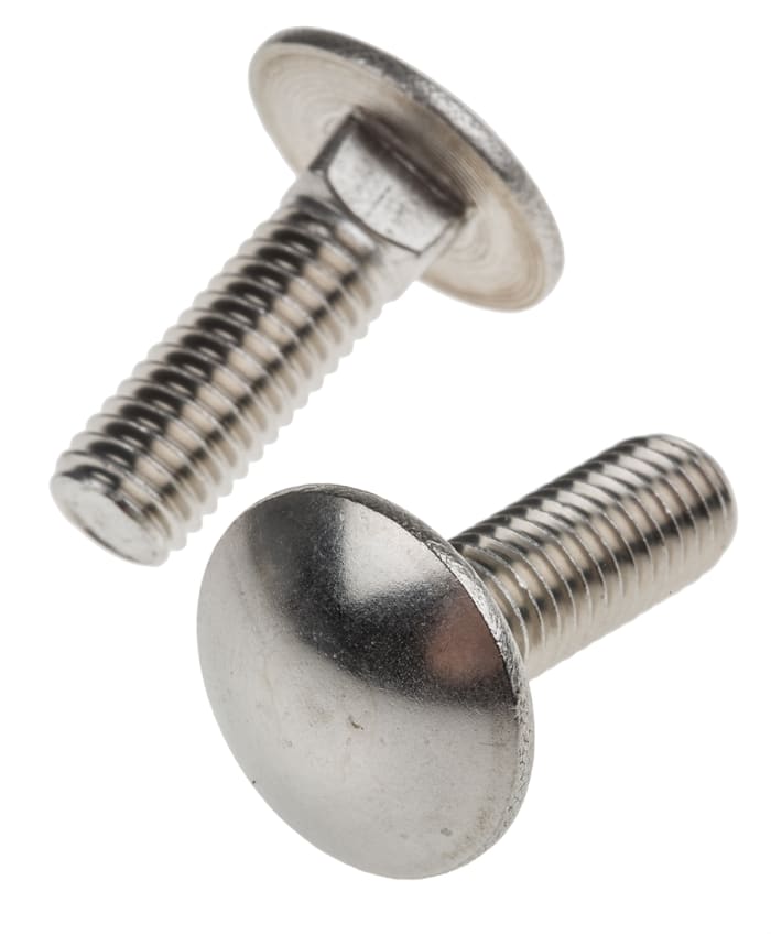 RS PRO Plain Stainless Steel Coach Bolt, M8 x 25mm 1224425 RS