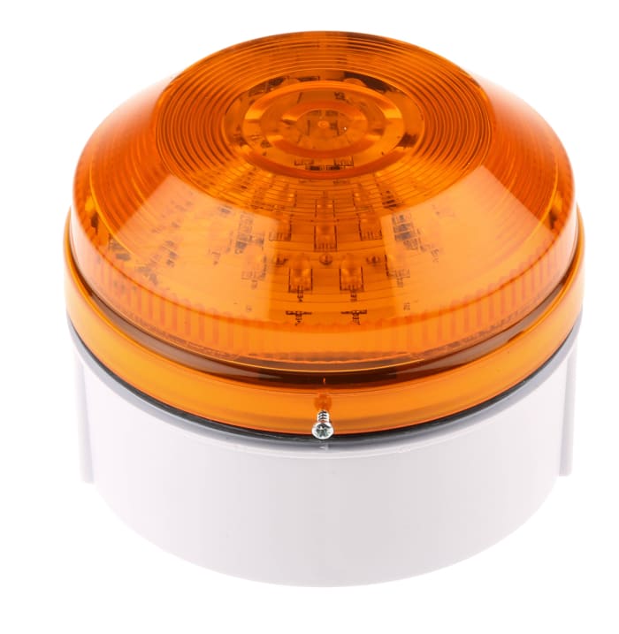 Moflash LED195 Series Amber Flashing Beacon, 20 → 30 V ac/dc, Surface Mount, Wall Mount, LED Bulb, IP65