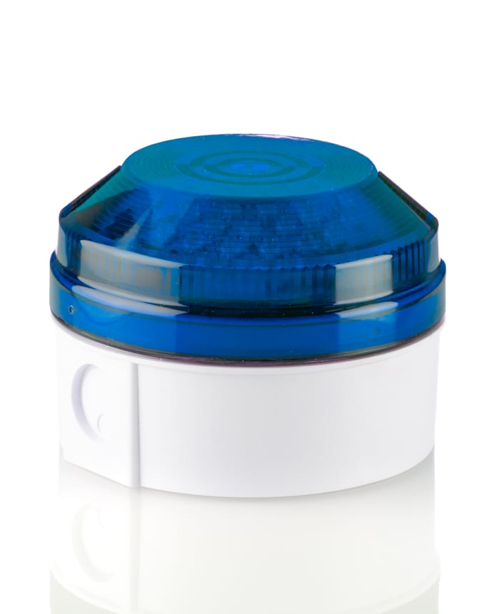 Moflash LED195 Series Blue Flashing Beacon, 85 → 280 V ac, 85 → 380 V dc, Surface Mount, Wall Mount, LED