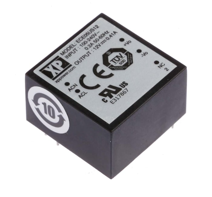 Fuente de alimentación conmutada XP Power, 12V dc, 410mA, 5W, 1 salida, Montaje en PCB