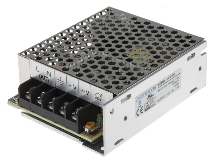 Artesyn Embedded Technologies Desktop Power Supply, LCB50N, 15V dc, 3.4A, 51W, 1 Output, 125 → 373 V dc, 88