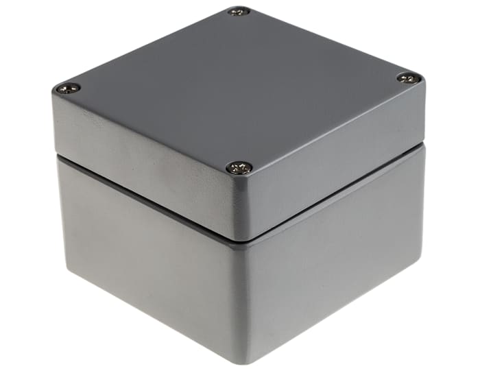 RS PRO Grey Aluminium Enclosure, IP65, IP66, IP67, IP68, Grey Lid, 91 x 122 x 120mm
