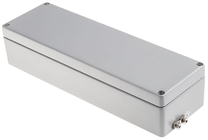 RS PRO Grey Aluminium Enclosure, IP65, IP66, IP67, IP68, Grey Lid, 57 x 250 x 80mm