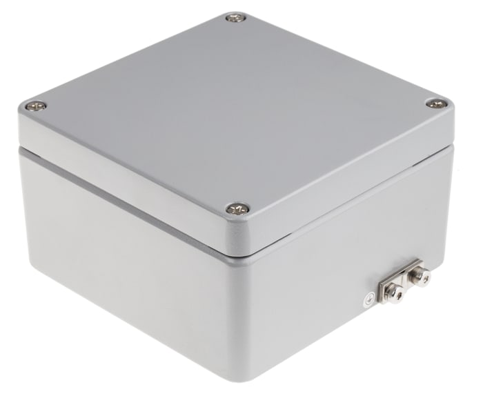 RS PRO Aluminium Enclosure, IP65, IP66, IP67, IP68, Grey Lid, 91 x 160 x 160mm