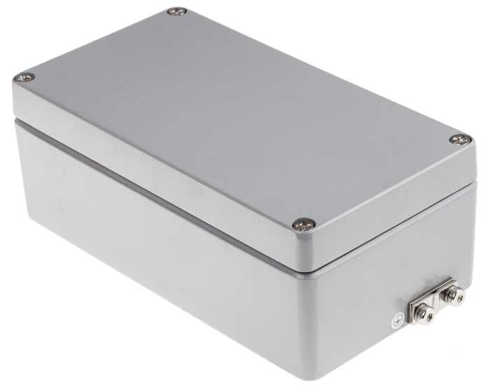 RS PRO Aluminium Enclosure, IP65, IP66, IP67, IP68, Grey Lid, 81 x 220 x 120mm
