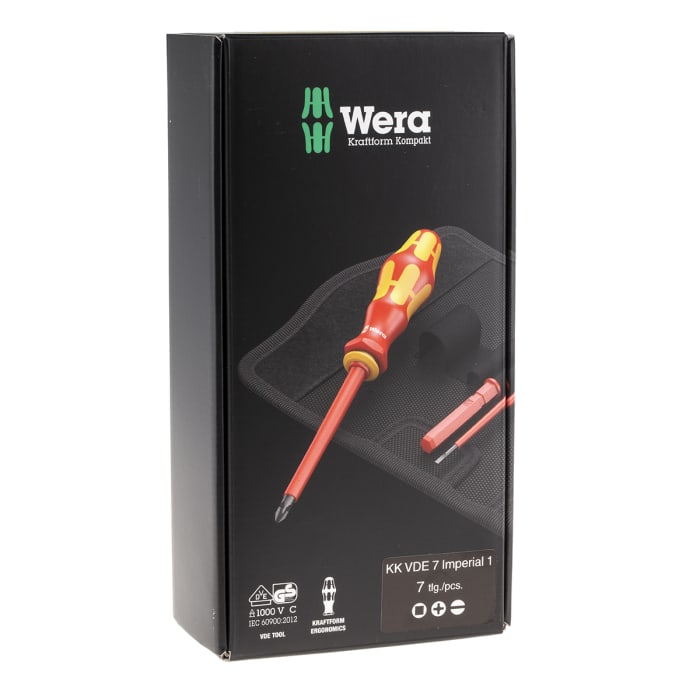 Wera Herramientas - 05003473001 - Juego de destornilladores multibit  aislados para electricistas 6-1/16 6 en 1; número de piezas: 7